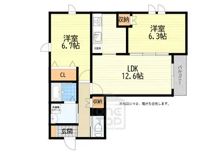 SOLEADO(2LDK/1階)の間取り写真