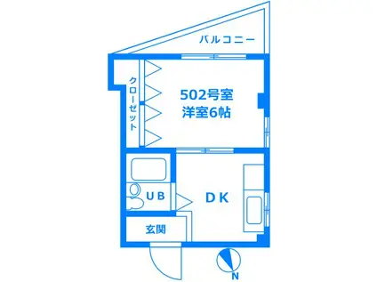 メゾン・チバ(1DK/5階)の間取り写真