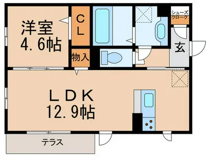 コンフォートキューブ(1LDK/1階)の間取り写真