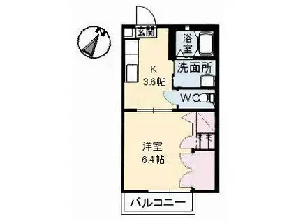 グリーンルーフ沖野上(1K/1階)の間取り写真