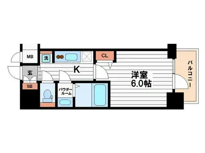 プレサンス松屋町ヴェルデス(1K/5階)の間取り写真