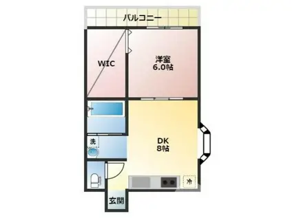 バスキア(1DK/3階)の間取り写真