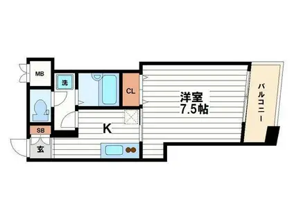 シャトーアスティナ高麗橋(1K/9階)の間取り写真