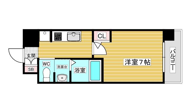大阪ウエストレジデンス2(1K/8階)の間取り写真