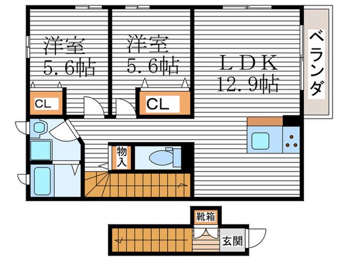 プロヌーヴ広沢(2LDK/2階)の間取り写真