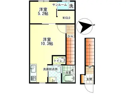 SALT(1LDK/2階)の間取り写真