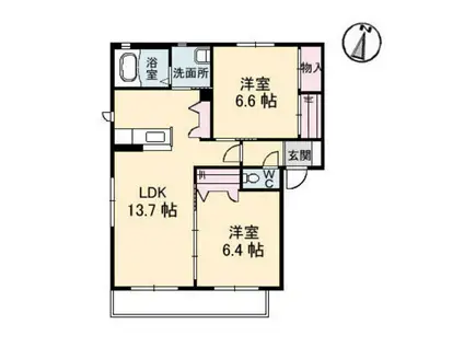 パティオA(2LDK/1階)の間取り写真