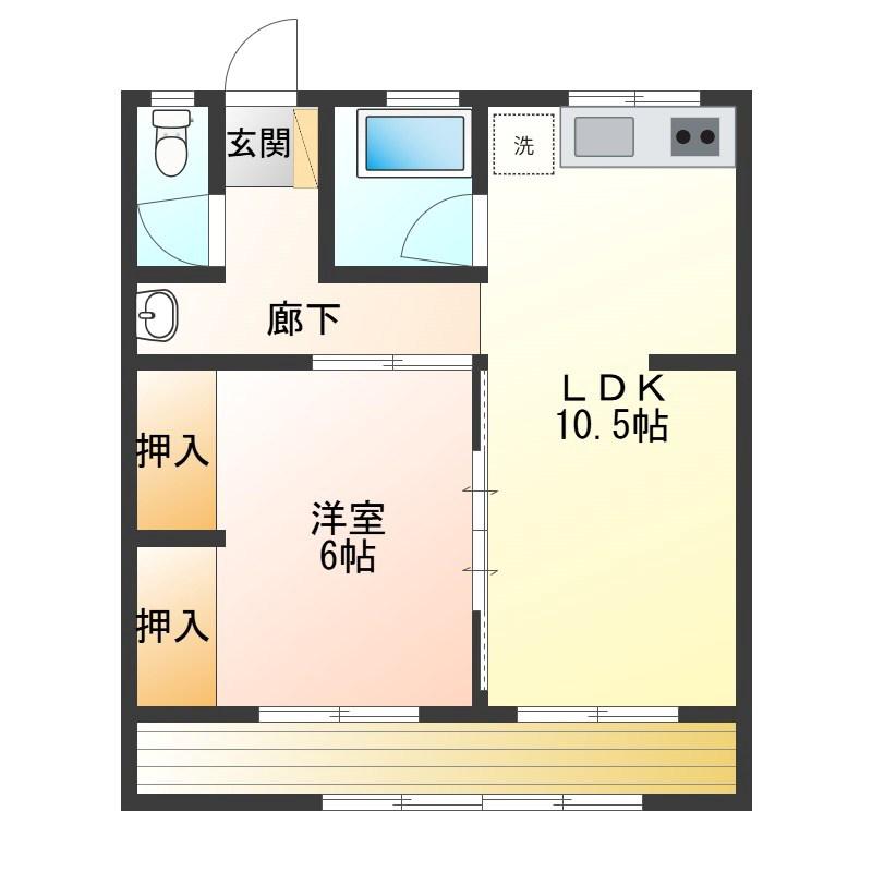 サンクススタジオ藤岡(1LDK/3階)の間取り写真