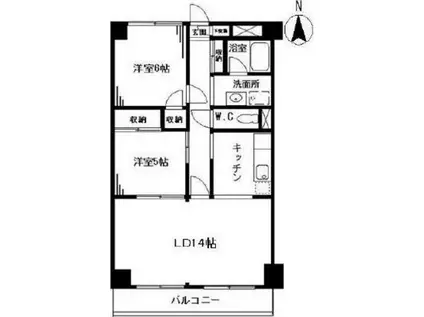 アンシャンテ国立(2LDK/4階)の間取り写真