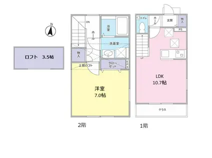 YAFハイムZERO2号館(1LDK/1階)の間取り写真