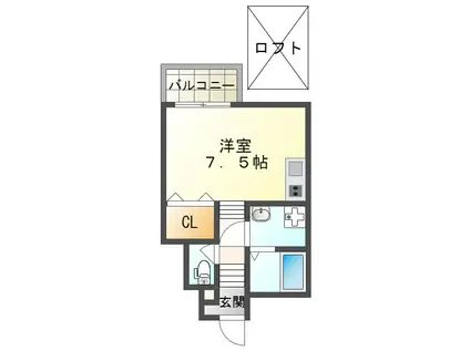 あんしん潮見台(ワンルーム/1階)の間取り写真