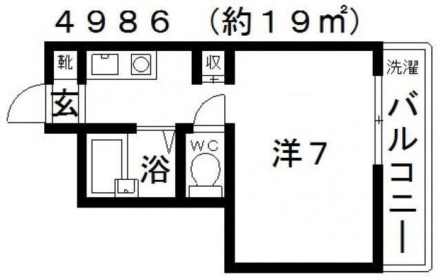 ライゼックス春日丘(1K/3階)の間取り写真