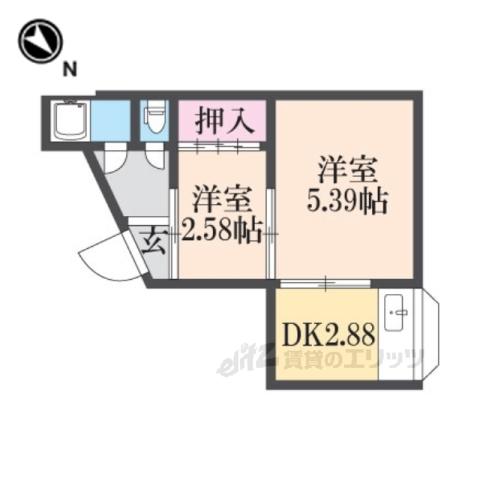 若葉荘(2K/1階)の間取り写真