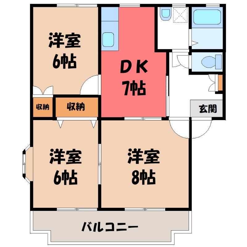 スワンC(3DK/2階)の間取り写真