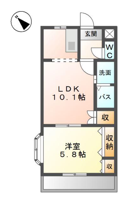 エスポアハイム弐番館(1LDK/2階)の間取り写真