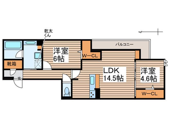 セレスティア苗代(2LDK/2階)の間取り写真