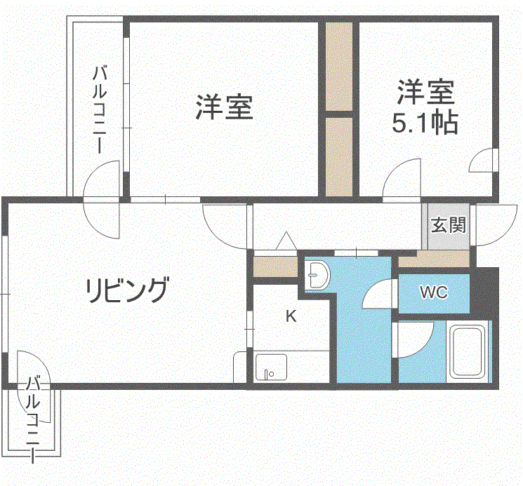 クリオパレス青葉弐番館(2LDK/1階)の間取り写真