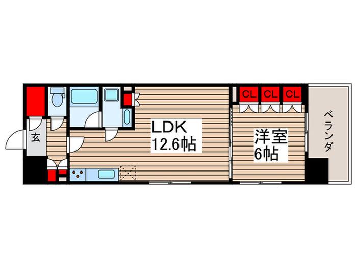 スカイグランデ津田沼(1LDK/9階)の間取り写真