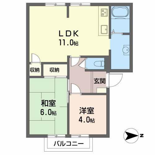 マザーグース(2LDK/2階)の間取り写真