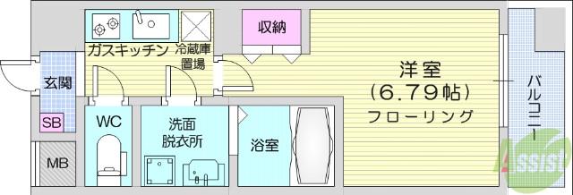 コンフォートレジデンス仙台東口(1K/5階)の間取り写真