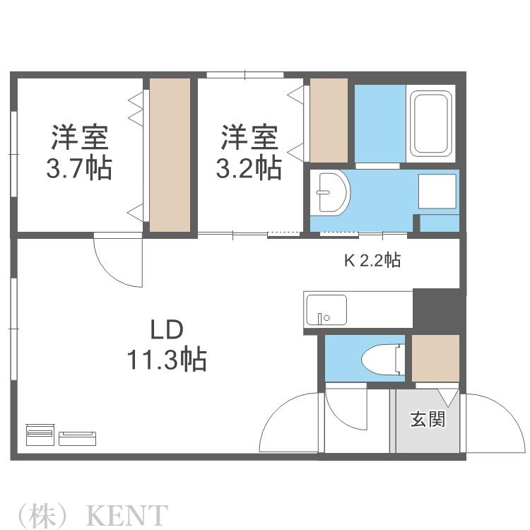 CIEL SEREIN円山(2LDK/1階)の間取り写真