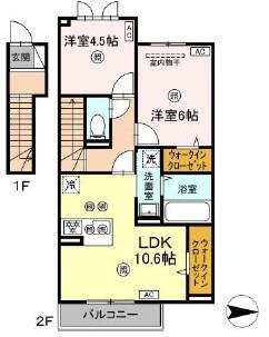 ETOALIA(2LDK/2階)の間取り写真