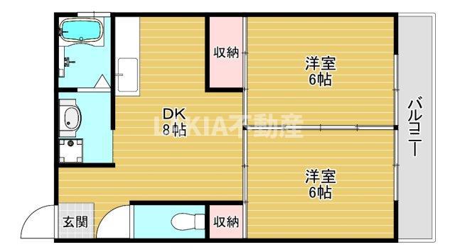 エルディ東住吉(2DK/3階)の間取り写真