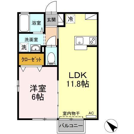 コンフォート イースト(1LDK/2階)の間取り写真