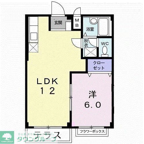 エルディム鈴木(1LDK/1階)の間取り写真