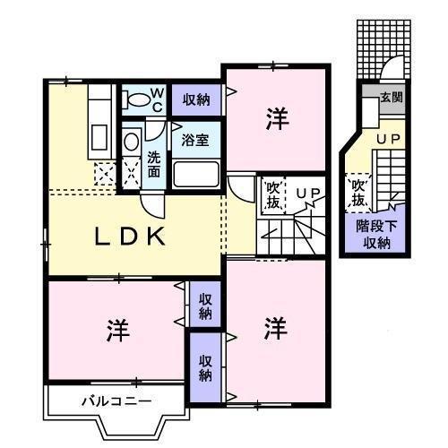ラヴィング・ヴィラB(3LDK/2階)の間取り写真