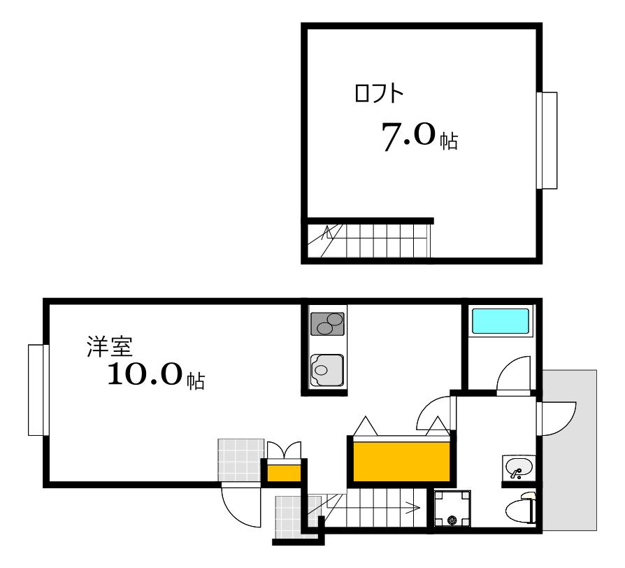 TERRA霞II(ワンルーム/2階)の間取り写真