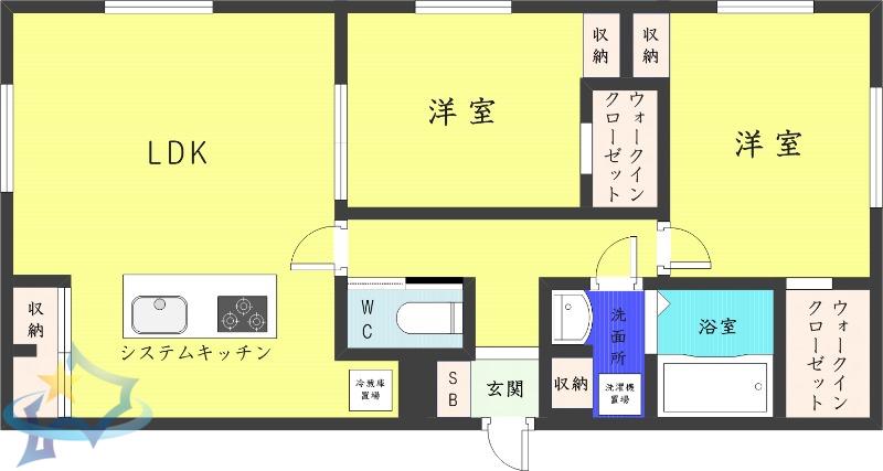 RーFINO札幌桑園(2LDK/5階)の間取り写真
