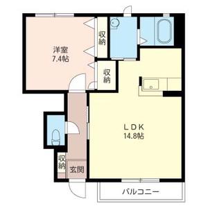 フォレスト富士山C棟(1LDK/1階)の間取り写真