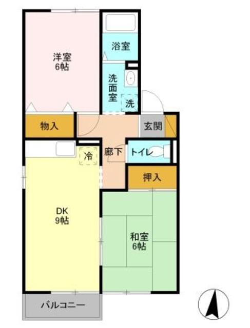 サングレース(2DK/2階)の間取り写真