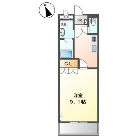 レジデンスE&R(1K/2階)の間取り写真