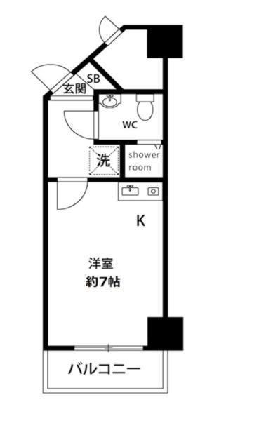 ライオンズマンション市谷薬王寺(ワンルーム/8階)の間取り写真