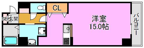 ベローナ(ワンルーム/6階)の間取り写真