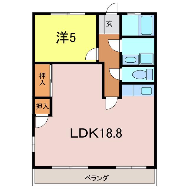 オレンジハイツ(1LDK/2階)の間取り写真