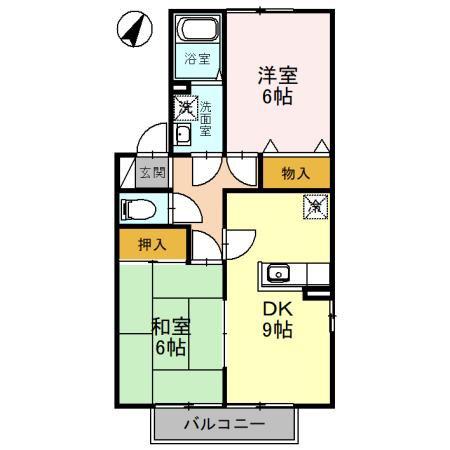 リビングタウン西浦 A/B/C/D/E(2LDK/2階)の間取り写真