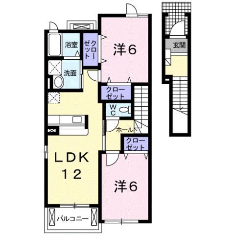 ビュー愛里洲(2LDK/2階)の間取り写真