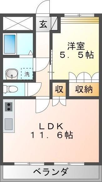 RAINBOW BOSS(1LDK/1階)の間取り写真
