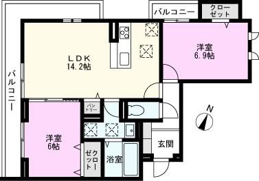 センカIII(2LDK/1階)の間取り写真