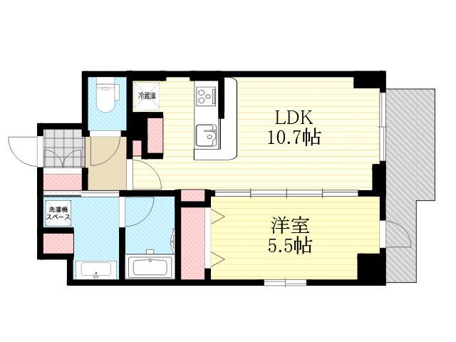 ハピネスガーデン新大阪(1LDK/9階)の間取り写真
