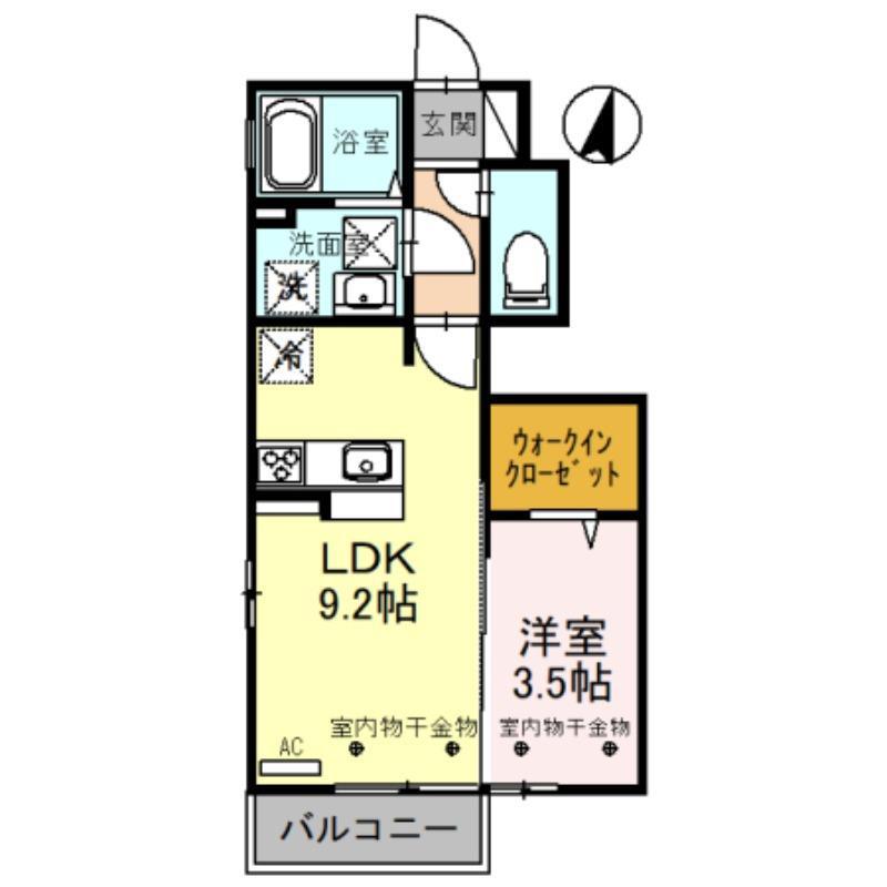 エルミタージュ(1LDK/1階)の間取り写真