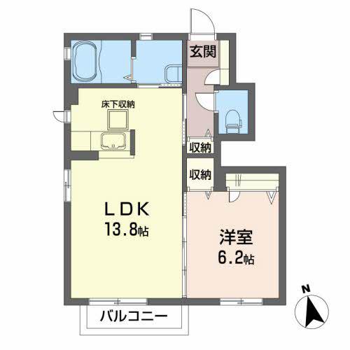 シャッフレIII(1LDK/1階)の間取り写真