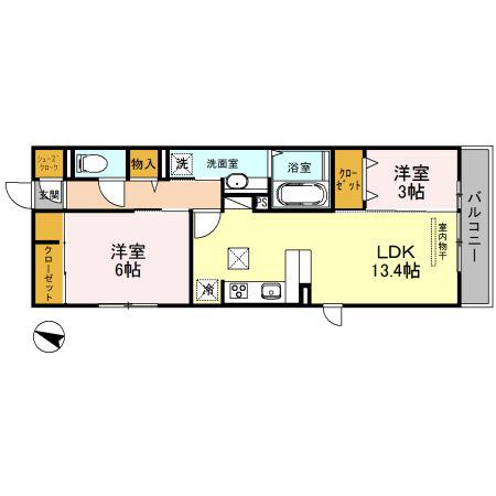 CRECIA(2LDK/1階)の間取り写真