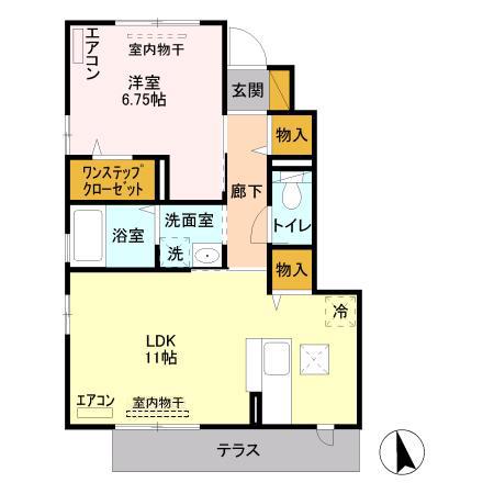 クレディB 1LDK(1LDK/1階)の間取り写真