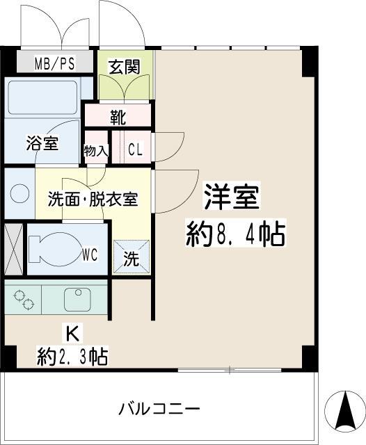 豊岡旭フーガ(1K/5階)の間取り写真