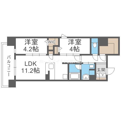 セイワパレス本町東(2SLDK/12階)の間取り写真