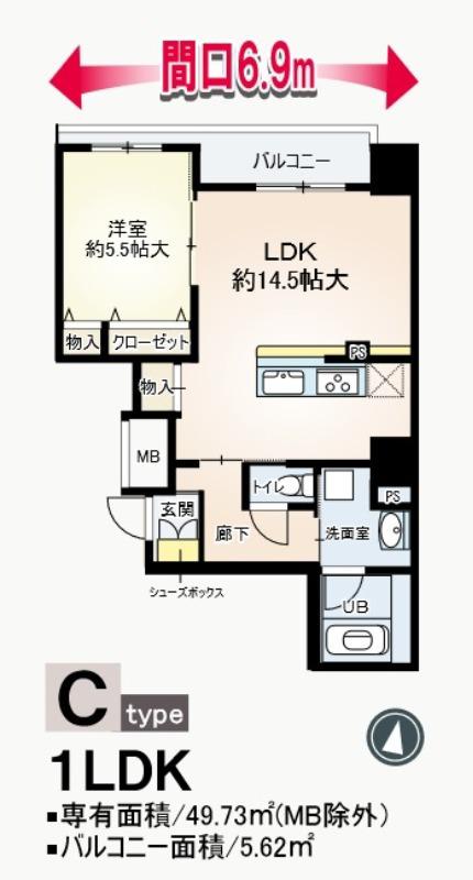 LUCE桜川(1LDK/6階)の間取り写真